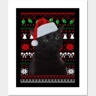 Zoning Out Cat Meme - Ugly Xmas Sweater Posters and Art